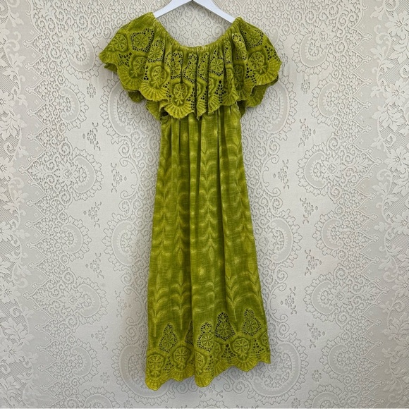 Soft Surroundings Chartreuse Eyelet Senorita Dress - Picture 9 of 12
